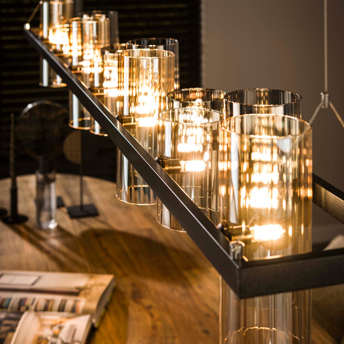 Pendant Lamp Cylinder Glass 14 Sockets