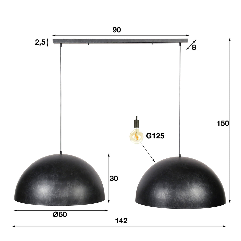Pendelleuchte Dome 2-Fassungen Ø60cm