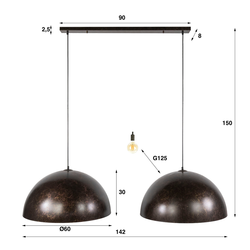 Pendelleuchte Dome 2-Fassungen Ø60cm