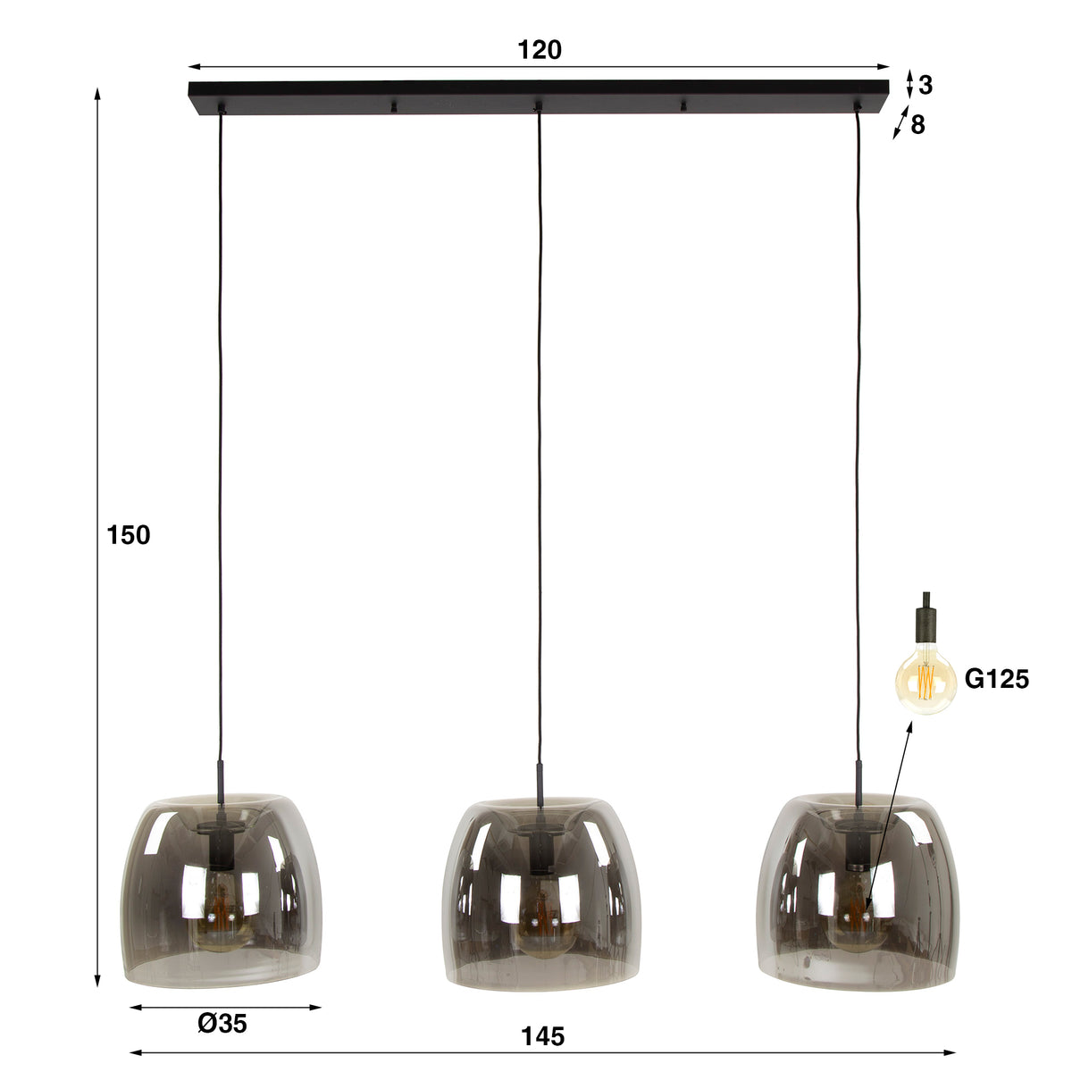 Pendelleuchte Drift Glass 3-Fassungen