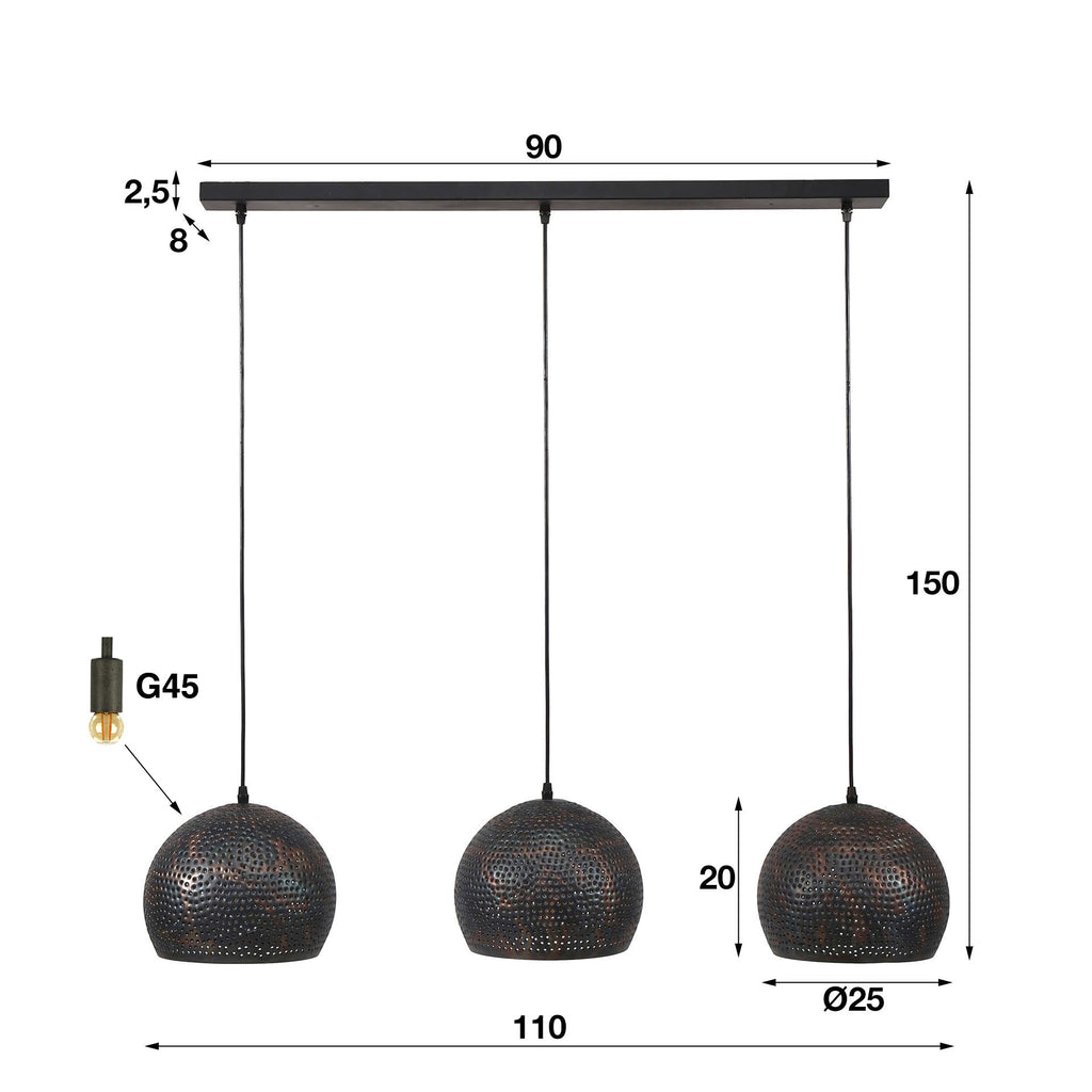 Pendelleuchte Punch Orb 3-Fassungen