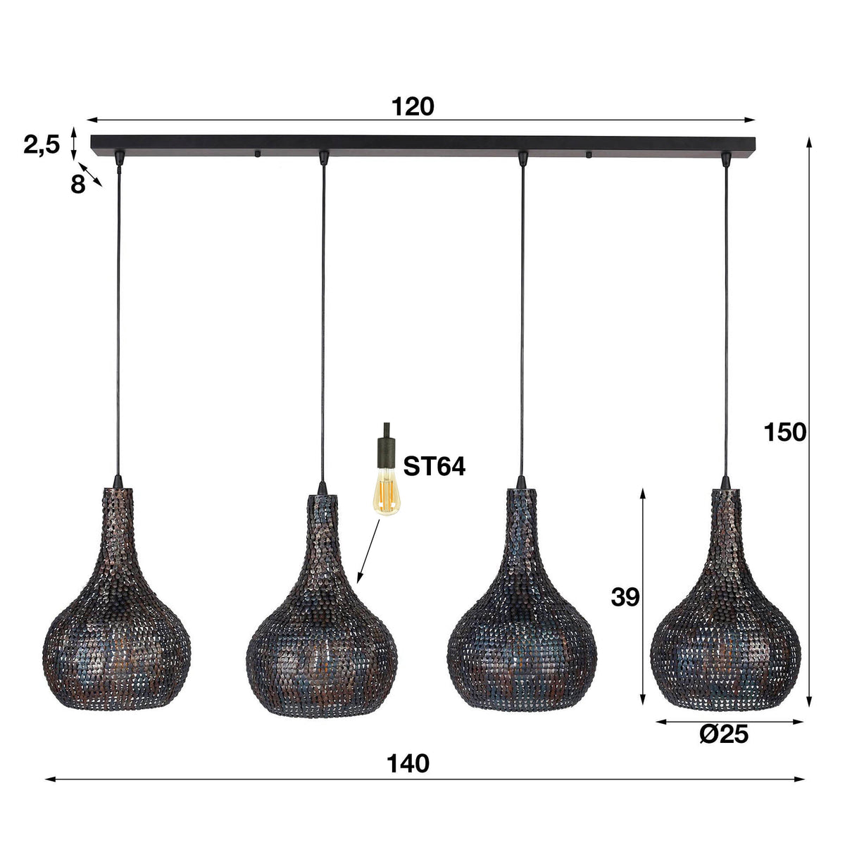 Pendelleuchte Armor Cone 4-Fassungen