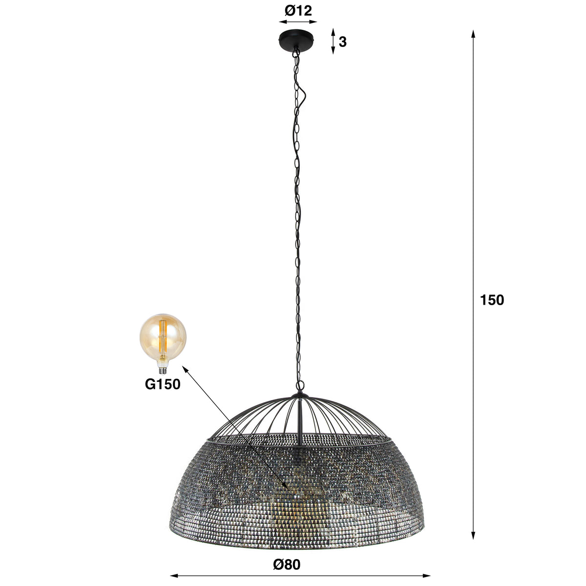 Pendelleuchte Armor 1-flammig Ø80cm