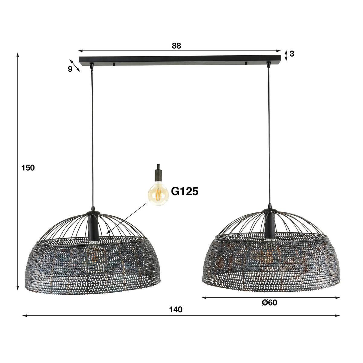 Pendelleuchte Armor Open 2-flammig Ø60cm
