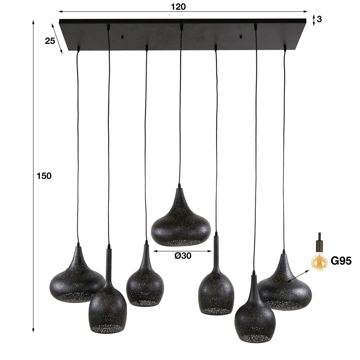 Pendant Lamp Zip 4+3 Sockets