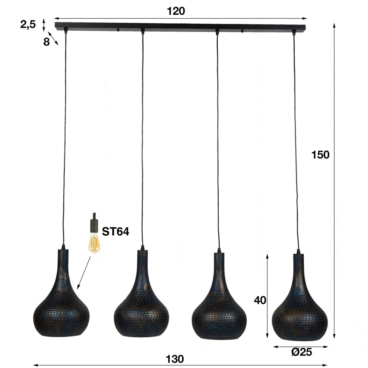 Pendelleuchte Punch Cone 4-Fassungen