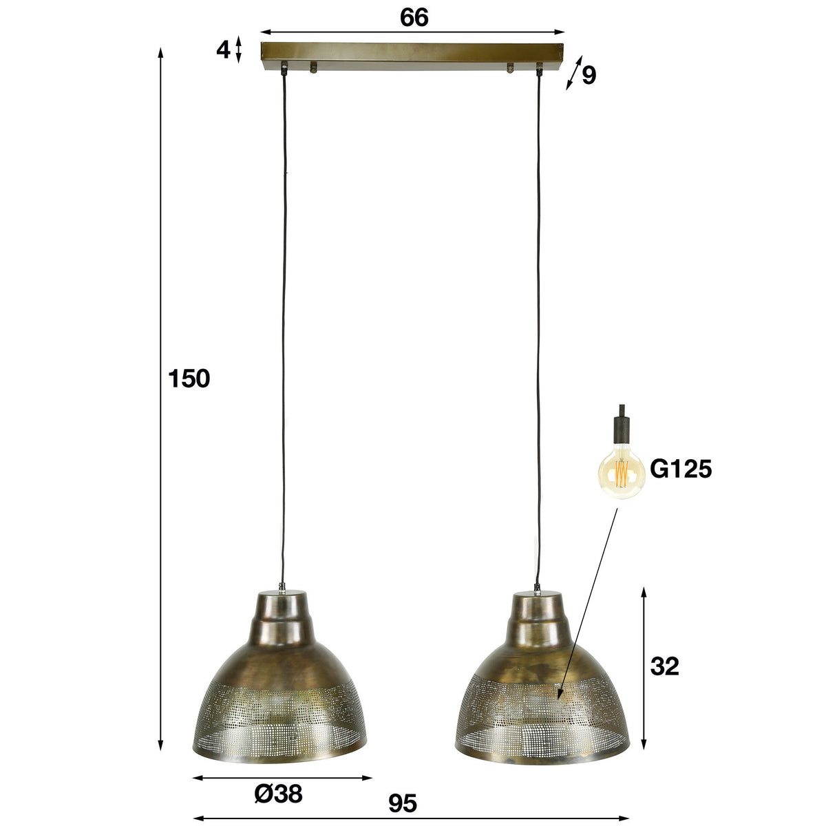 Pendant lamp Screen 2 sockets