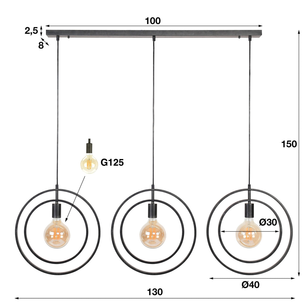 Pendant lamp Turn Around 3-socket