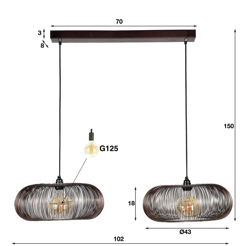 Pendelleuchte Copper Twist 2-Fassungen