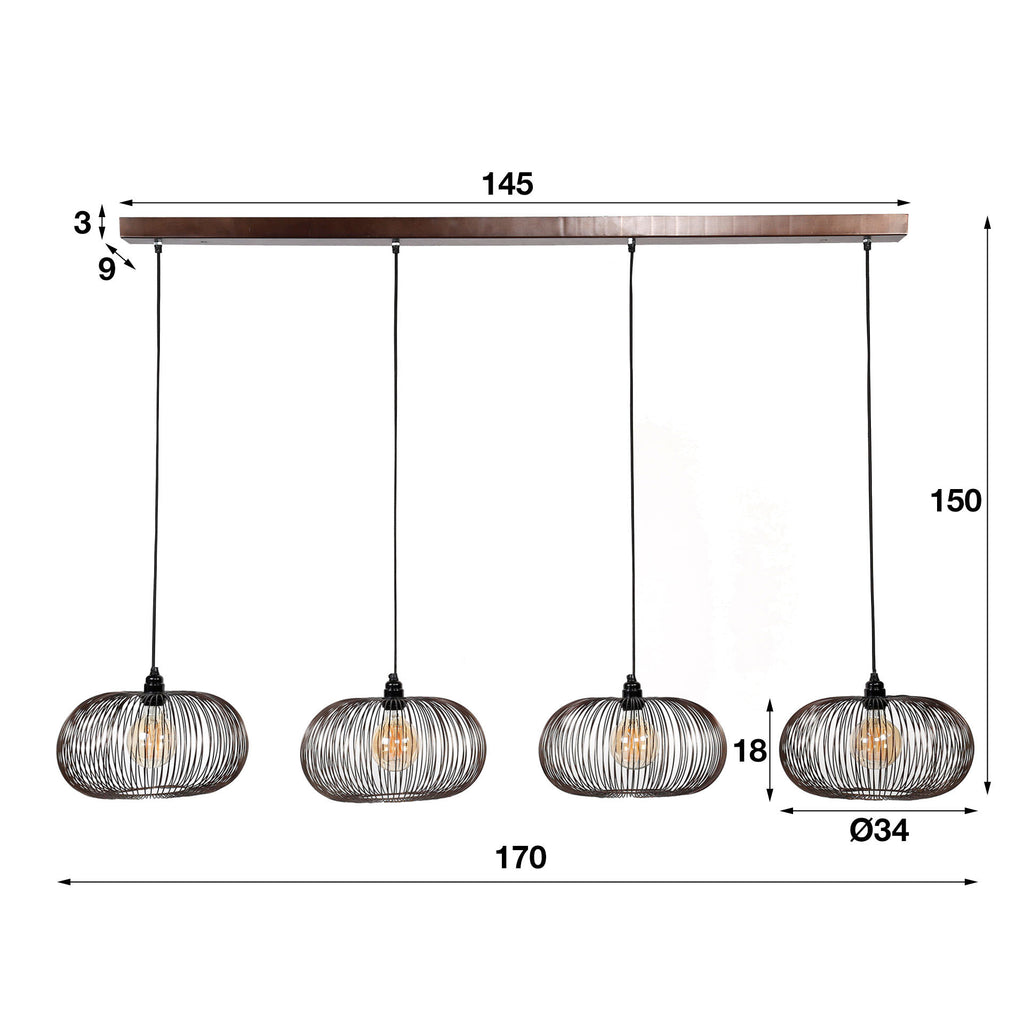 Pendelleuchte Copper Twist 4-Fassungen