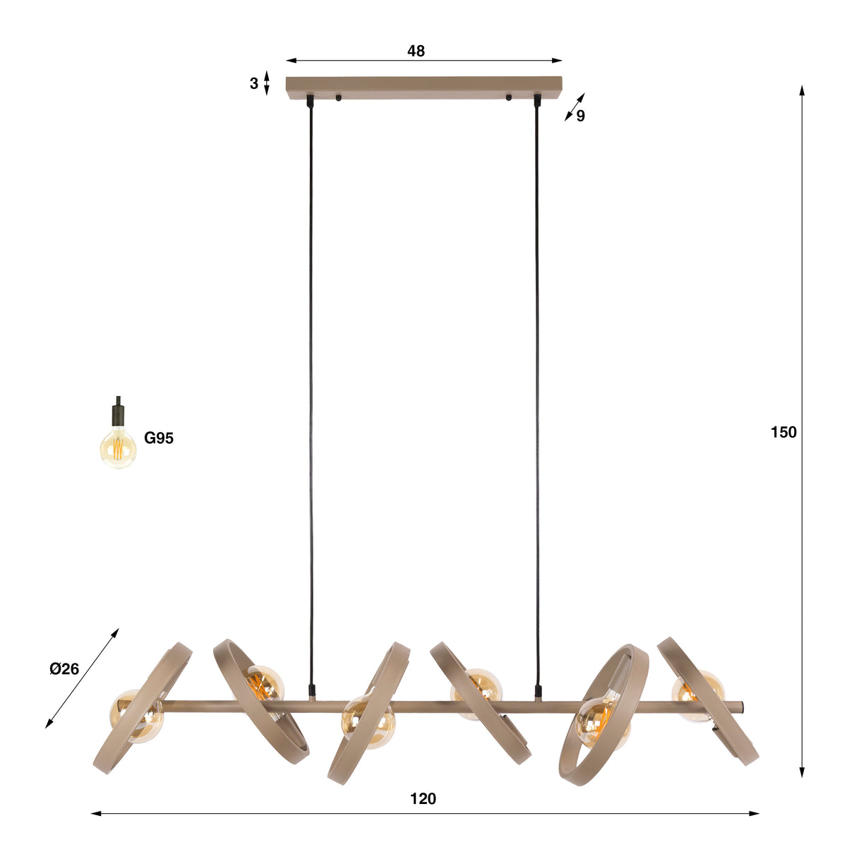 Pendelleuchte Hover 6-Fassungen