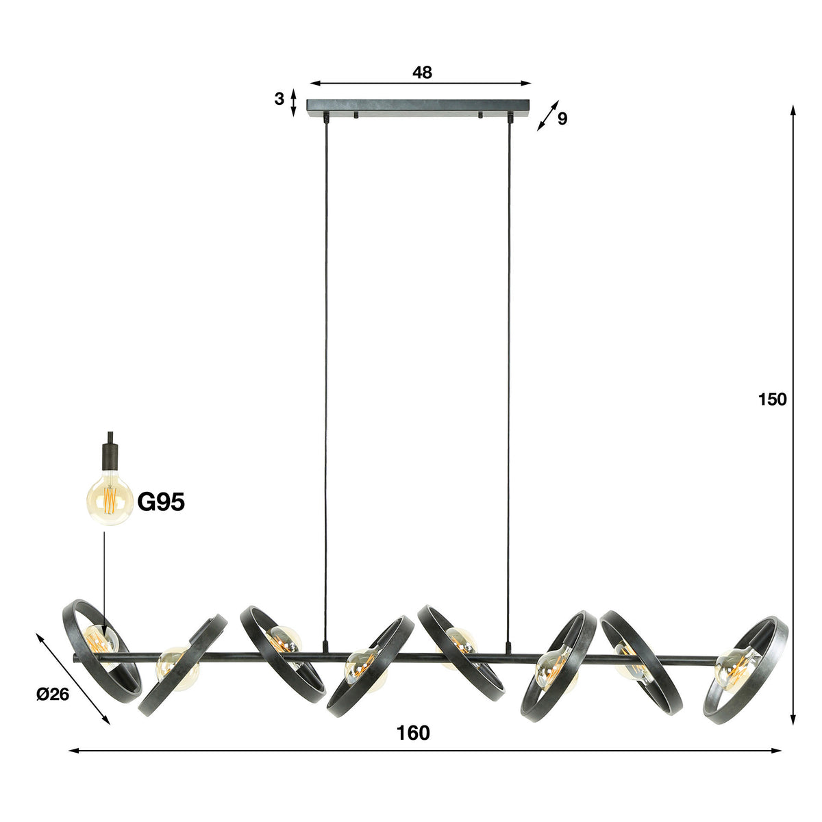Pendelleuchte Hover 8-Fassungen