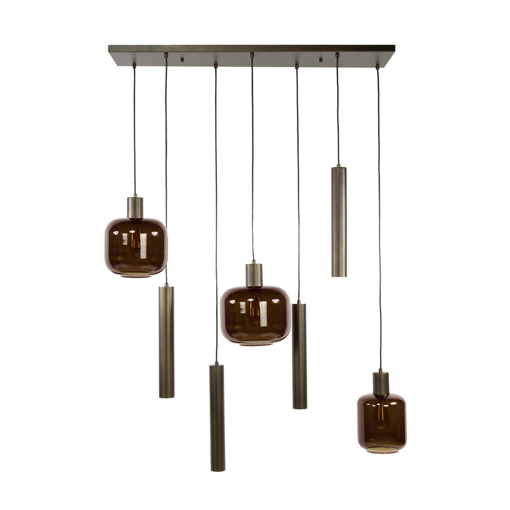 Pendelleuchte Bronza 4+3-Fassungen / Sienna braun